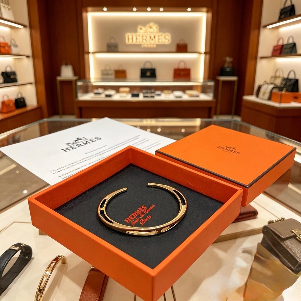 Hermes Gold Openwork Cuff Bracelet - Picture 2 of 9